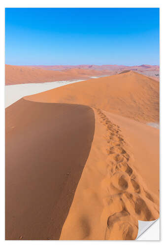 Selvklebende plakat Sand dunes and blue sky at Sossusvlei, Namib desert, Namibia