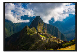 Gerahmter Kunstdruck Licht und Wolken über Machu Picchu, Peru