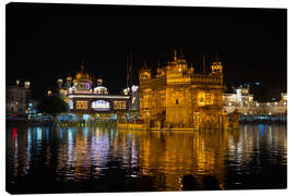 Leinwandbild Der goldene Tempel bei Nacht, Amritsar, Indien