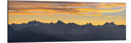 Quadro em alumínio The Alps at sunset, panoramic view