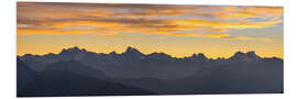 Foam board print The Alps at sunset, panoramic view