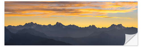 Selvklebende plakat The Alps at sunset, panoramic view