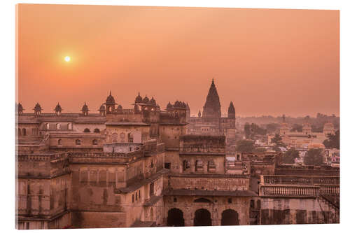 Acrylglas print Orchha city at sunset, India