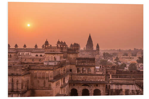 Print på skumplade Orchha city at sunset, India