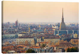 Canvas print Turin skyline, sunset light, Italy