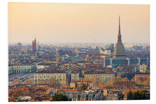 Foam board print Turin skyline, sunset light, Italy