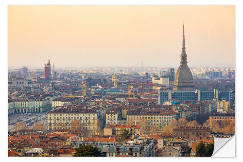 Wall sticker Turin skyline, sunset light, Italy