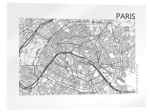 Tableau en verre acrylique Plan de la ville de Paris VIII