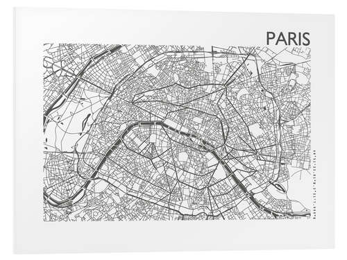 Foam board print City map of Paris VIII