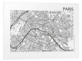 Foam board print City map of Paris VIII