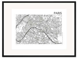 Gerahmter Kunstdruck Stadtplan von Paris VIII