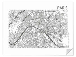 Wandsticker Stadtplan von Paris VIII