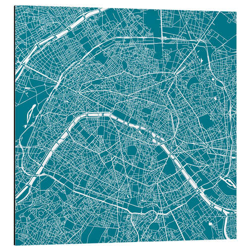 Quadro em alumínio City map of Paris VII