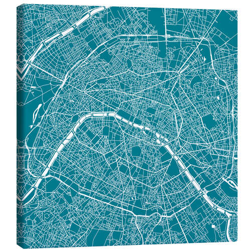 Stampa su tela Mappa della città di Parigi VII