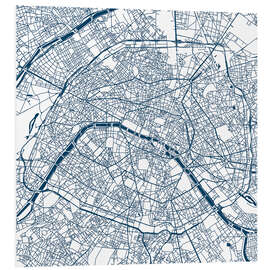 Hartschaumbild Stadtplan von Paris VI