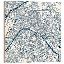 Wood print City map of Paris VI