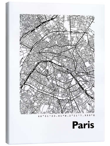 Canvas print City map of Paris V