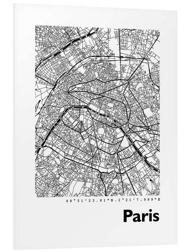 Foam board print City map of Paris V