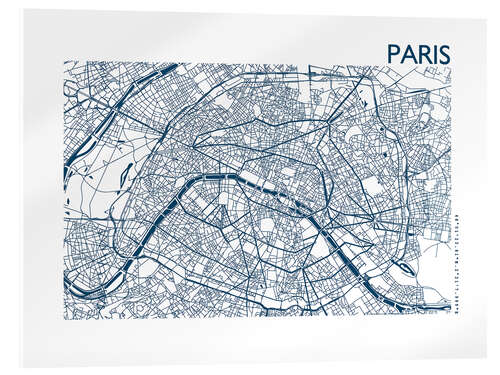 Tableau en verre acrylique Plan de la ville de Paris IV