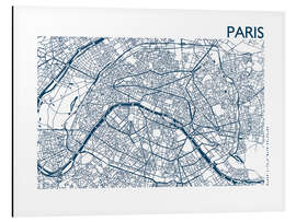 Quadro em alumínio City map of Paris IV