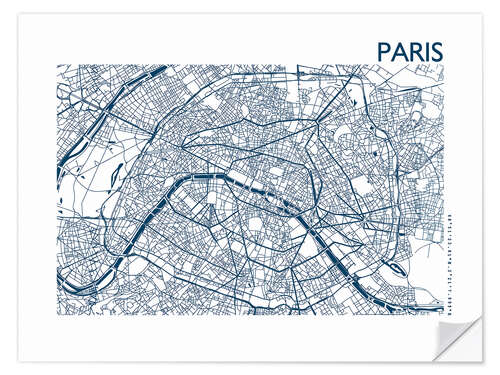 Självhäftande poster City map of Paris IV