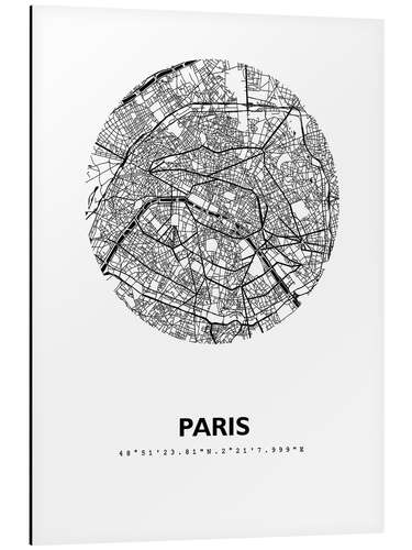 Aluminiumtavla City map of Paris III