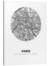 Quadro em alumínio City map of Paris III