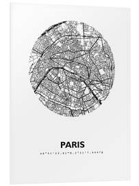 Stampa su PVC Mappa della città di Parigi III