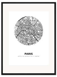 Gerahmter Kunstdruck Stadtplan von Paris III