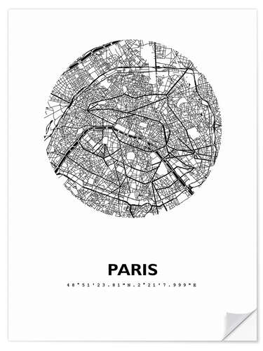 Naklejka na ścianę City map of Paris III