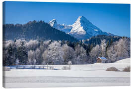 Canvas print Snowy mountains in Upper Bavaria