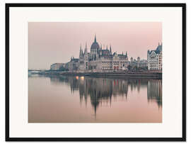 Gerahmter Kunstdruck Bunte Sonnenaufgänge in Budapest