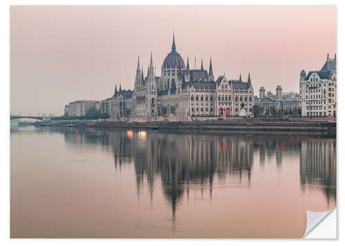 Selvklebende plakat Colourful sunrises in Budapest