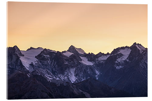 Acrylglasbild Gletscher des Massif-des Ecrins bei Sonnenuntergang, die Alpen