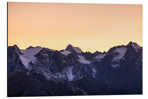 Stampa su alluminio Massif des Ecrins glaciers at sunset, the Alps