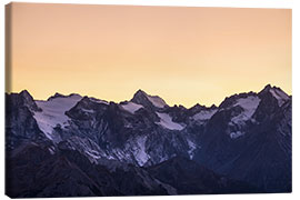 Stampa su tela Massif des Ecrins glaciers at sunset, the Alps