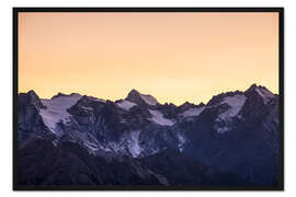 Gerahmter Kunstdruck Gletscher des Massif-des Ecrins bei Sonnenuntergang, die Alpen