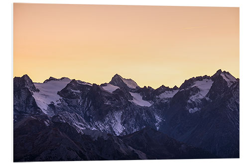 Tableau en PVC Massif des Ecrins glaciers at sunset, the Alps