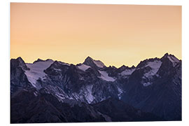 Foam board print Massif des Ecrins glaciers at sunset, the Alps