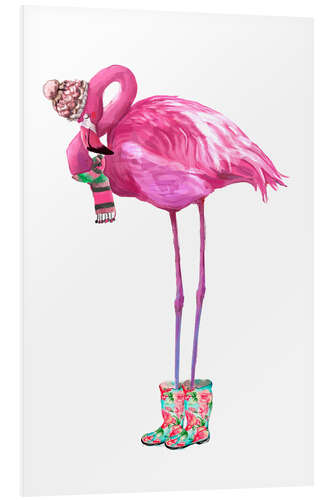 Foam board print Pink flamingo with rubber boots