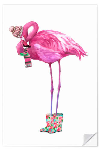 Sisustustarra Pink flamingo with rubber boots