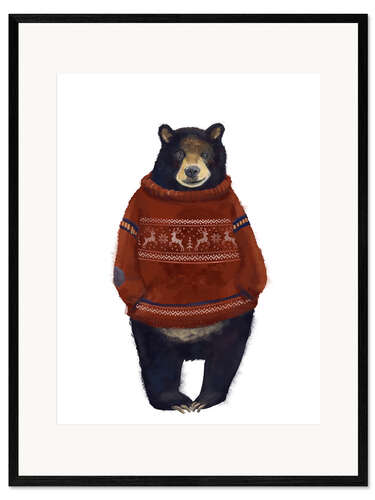 Framed art print Mr. Bearr in Norwegian sweater