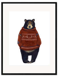 Framed art print Mr. Bearr in Norwegian sweater