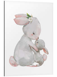 Magnettafel Süße weiße Häschen - Mutter mit Kind