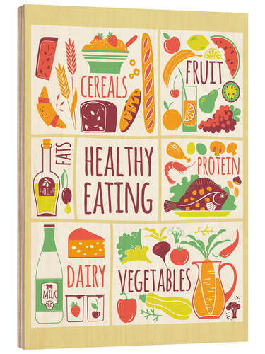 Wood print To eat healthy food