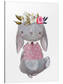 Obraz na aluminium Summer bunny with flower wreath