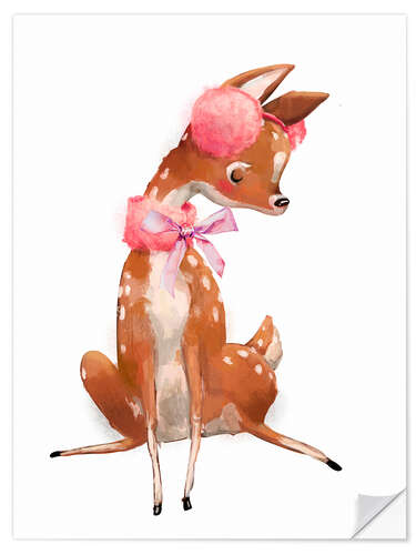 Självhäftande poster Fawn with bow