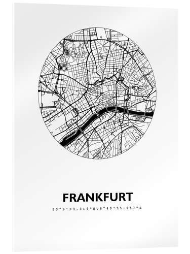 Acrylglasbild Stadtplan von Frankfurt, Kreis