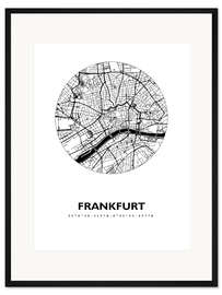 Gerahmter Kunstdruck Stadtplan von Frankfurt, Kreis