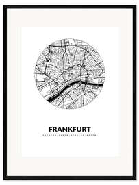 Impresión de arte enmarcada Mapa de Frankfurt, círculo